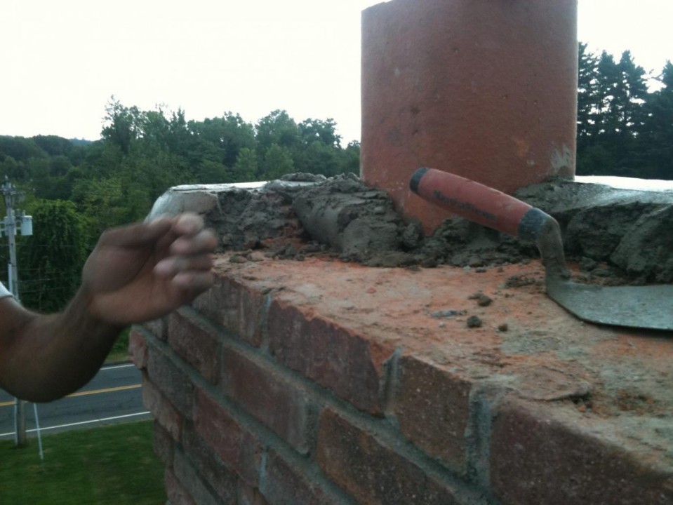 On-going chimney rebuilding in Glastonbury, CT.